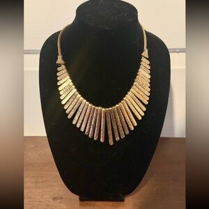 VTG Sunburst Champagne Gold Bib Cleopatra Choker
Hammered Gold Fringe Necklace
